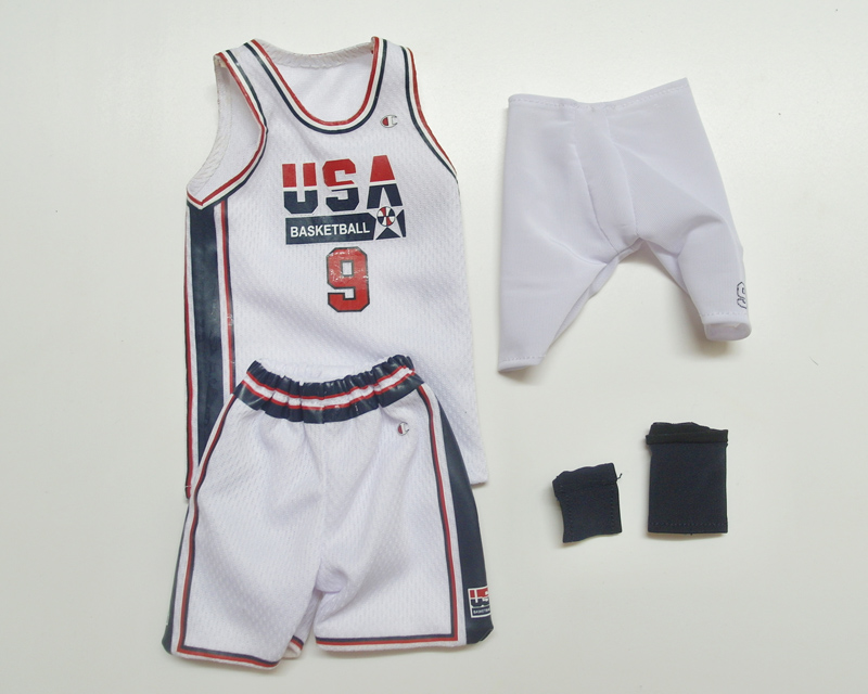 Custom 1/6 Scale Michael Jordan White Dream Team Jersey Suit For