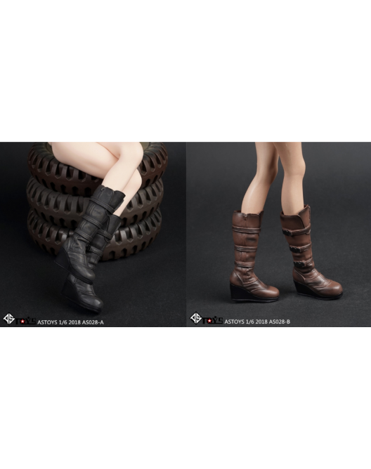 1/6 Scale ASTOYS AS028 Female Knee Combat Boots For Detachable Feet Phicen 