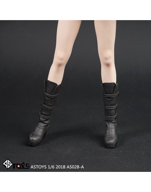In-Stock 1/6 Scale ASTOYS AS028 Female Knee Combat Boots Detachable Feet 12in 